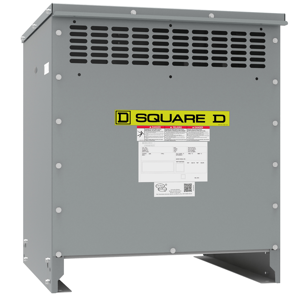 Square D EXN45T3H Transformer, dry type, 45 kVA, 480V delta primary, 208Y/120V secondary