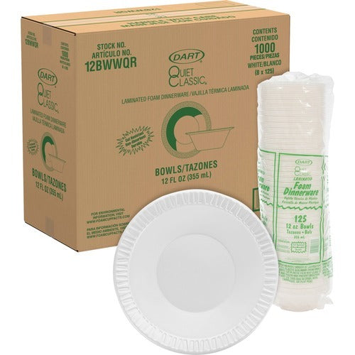 DART Dart Container Corp DCC12BWWQRCT Foam Bowls 10-12 Oz 125ct