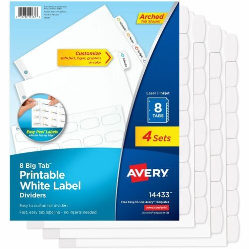 AVERY Avery AVE14433 White 8-tab Big Tab Binder Dividers