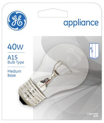 GE G E Lighting 15206 Clear Appliance Light Bulb 40W A15