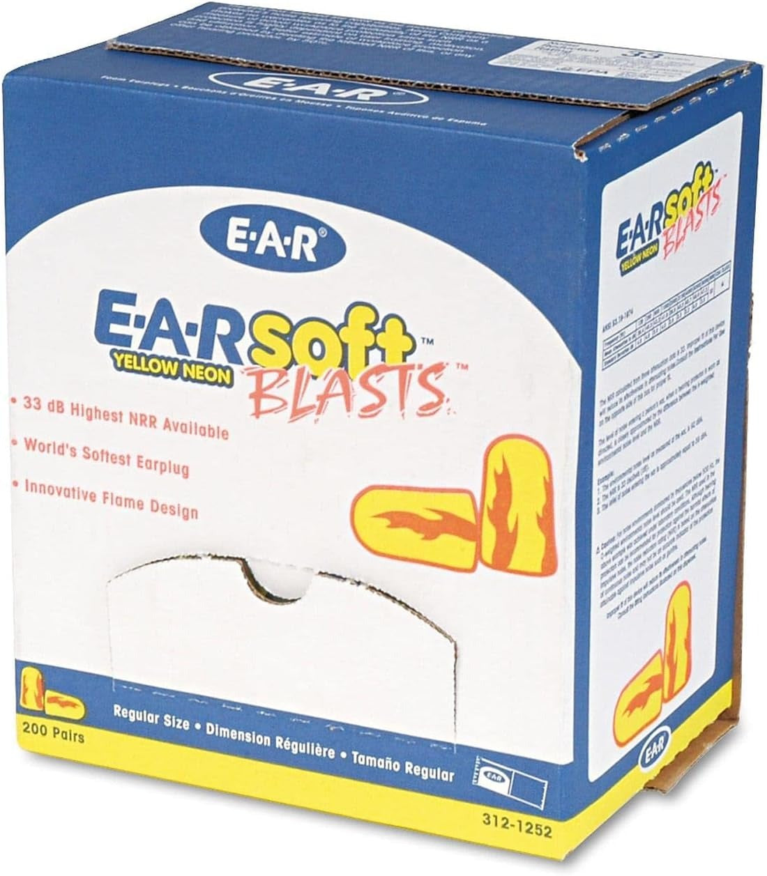 3M 3M 312-1252 E-A-Rsoft Blasts Earplugs 200 Pairs Box