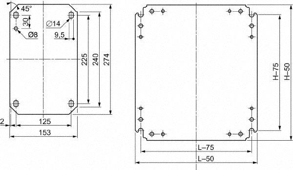 SCHNEIDER ELECTRIC Schneider Electric NSYMM128 Enclosure Mounting Plate Steel