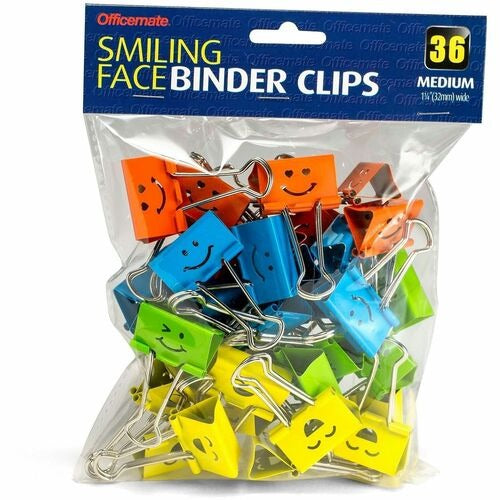 OFFICEMATE Officemate OIC31095 Binder Clips Smiling Face 36 Pack