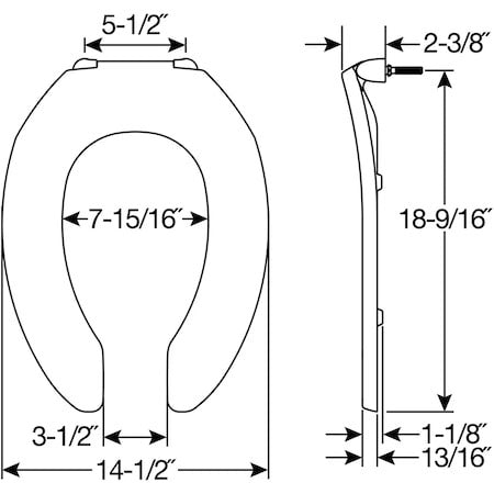 BEMIS Bemis 7B1955SSCT 047 Elongated Open Front Toilet Seat Less Cover (Elongated)