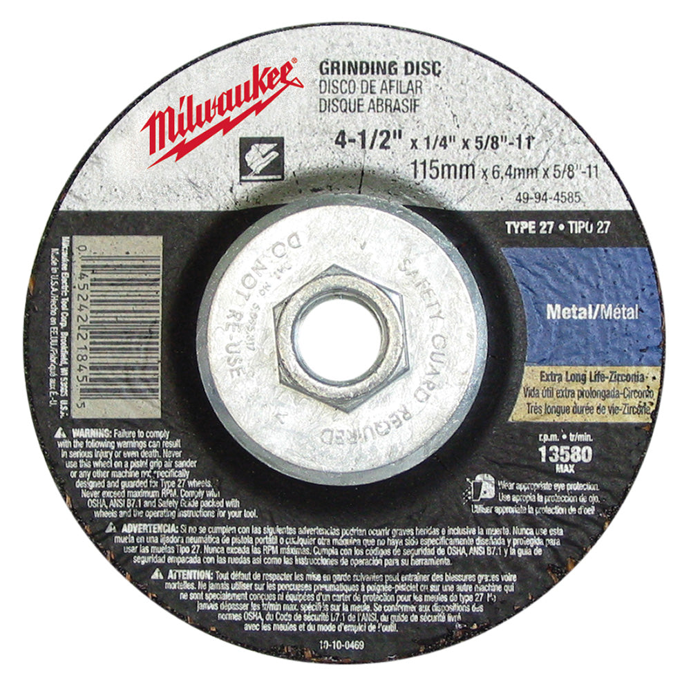 Milwaukee 49-94-7075 7 in. x 1/8 in. x 5/8-11 in. Grinding Wheel (Type 27)