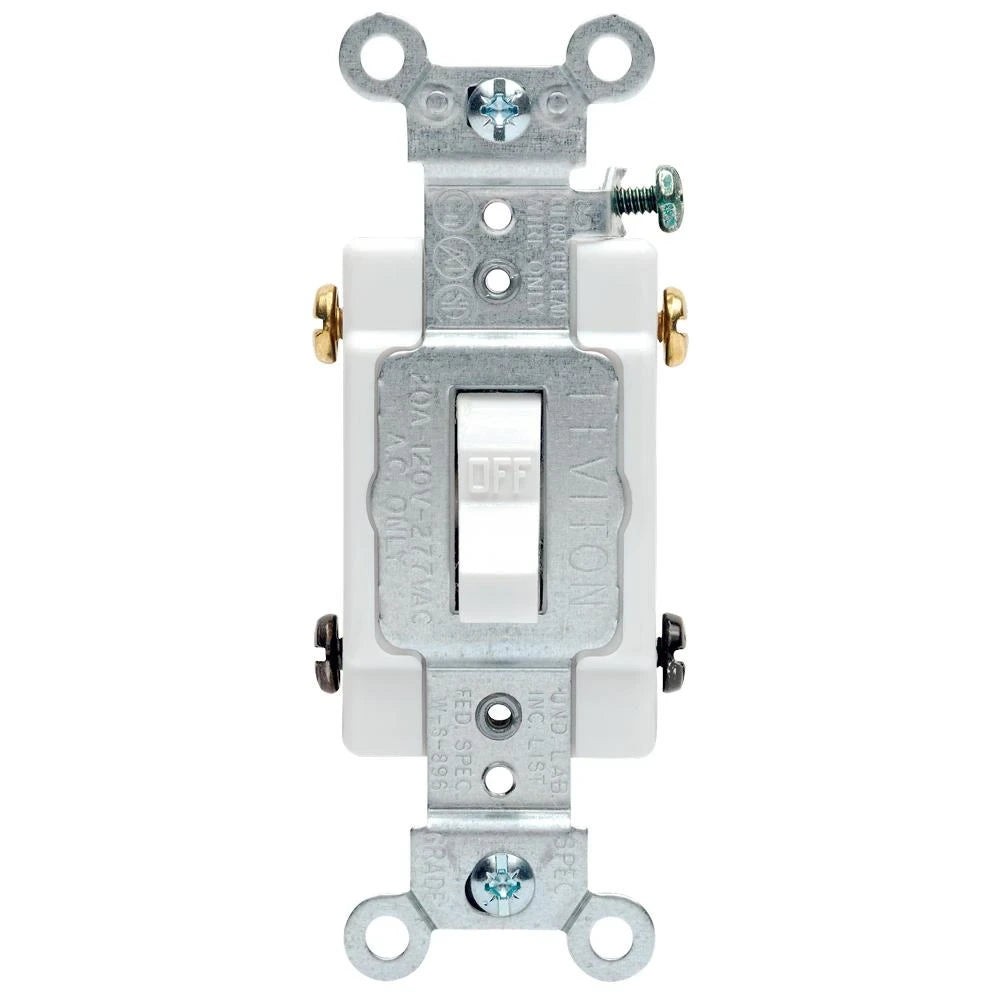 LEVITON Leviton R54-0CSB2-2WS Double Pole Toggle AC Quiet Switch 20 Amp (Each)