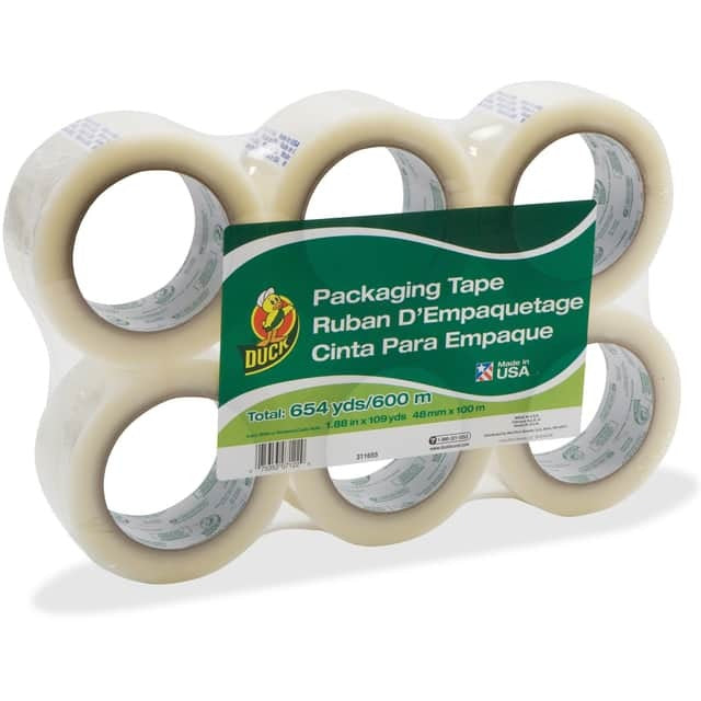 DUCK Duck DUC240054 Commercial Grade Packaging Tape (1.88 x 109 yds, 3 in core, 6 pack)