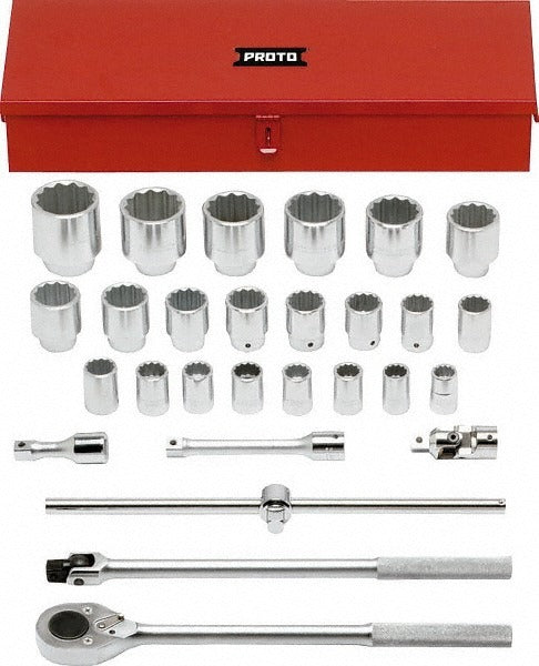 PROTO Proto J55202A 28 Pc 3/4 in Drive Metric Socket Set