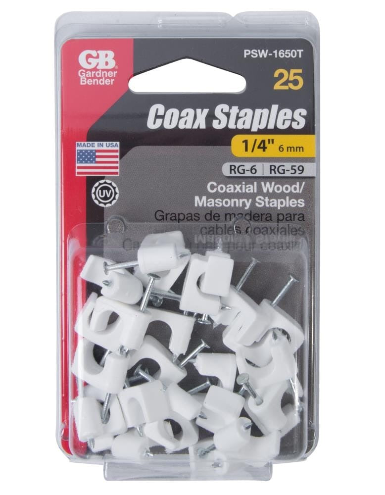 GARDNER BENDER Gardner Bender PSW-1650T Coaxial Cable Staple 1/4 in (25-Pack)