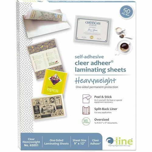 C-LINE C-line CLI65001 Self-adhesive Laminating Sheets 50-pack