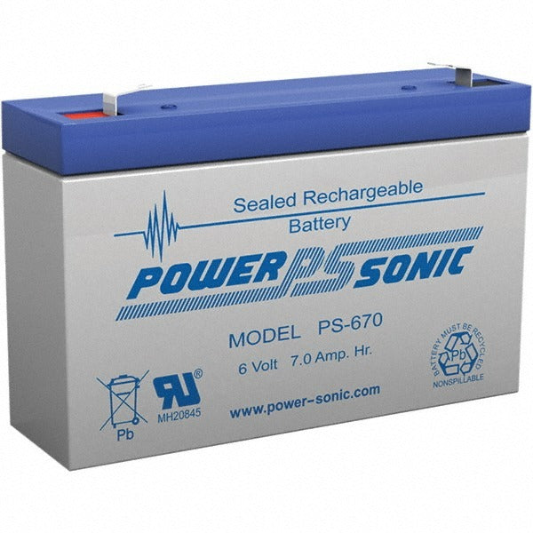 POWER SONIC Power-sonic PS-670F1 Lead Acid Battery 6V 7ah