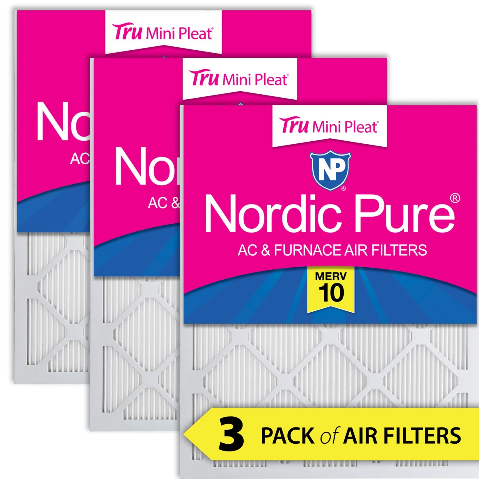 NORDIC PURE Nordic Pure 14x14x1M10MiniPleat-3 Merv 10 Air Filter 3-pack