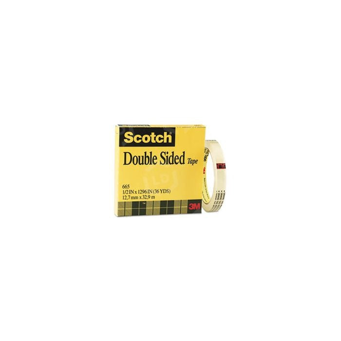 3M 3M MMM665121296 Scotch Permanent Double-Sided Tape (1/2 in x 36 yd, 1 Roll) 665121296