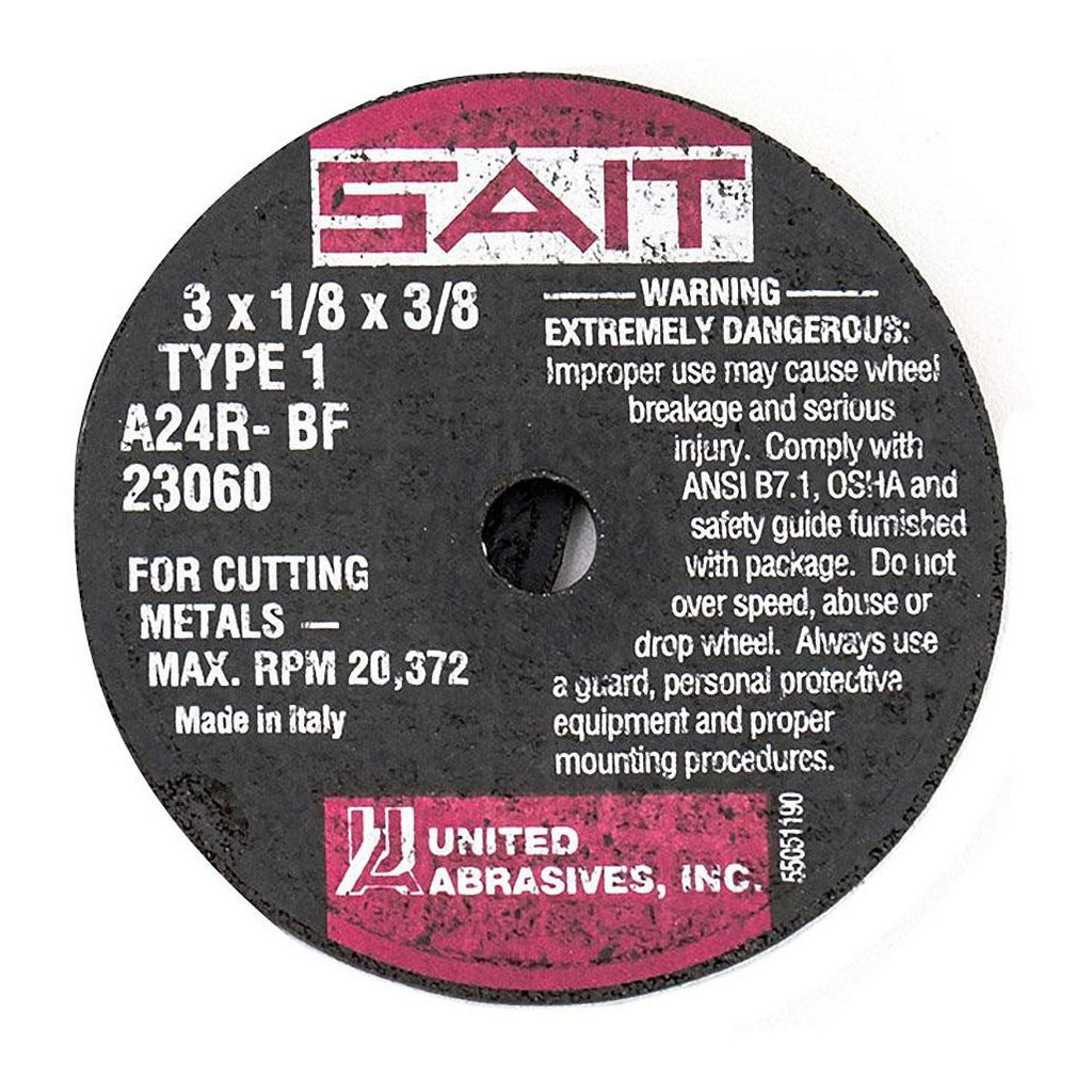 SAIT Sait 23060 Type 1 Cut-off Wheel 3 in Aluminum Oxide 24 Grit