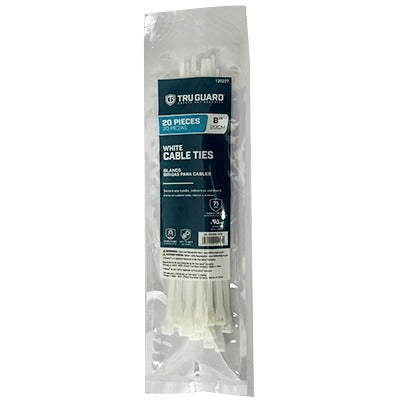 TRUGUARD Ironcube Works NL-5X200-20W Cable Tie 8in White Nylon 20 Pack