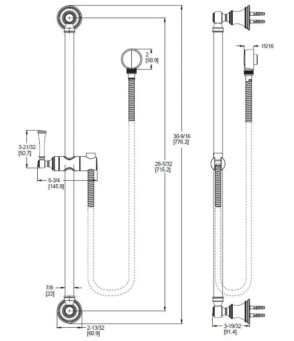 PFISTER Pfister HSK42SHWC Transitional Round Slide Bar 30 in with 60 in Hose (HSK-42SHWC)