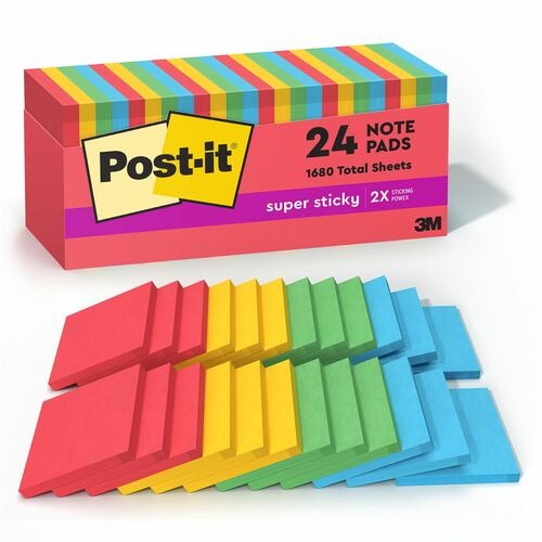 3M 3M MMM65424SSANCP Post-it Super Sticky Notes 3x3 24-pack