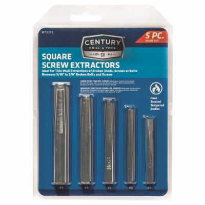 CENTURY DRILL & TOOL Century Drill Tool 73215 Square Screw Extractor Set 5 Piece