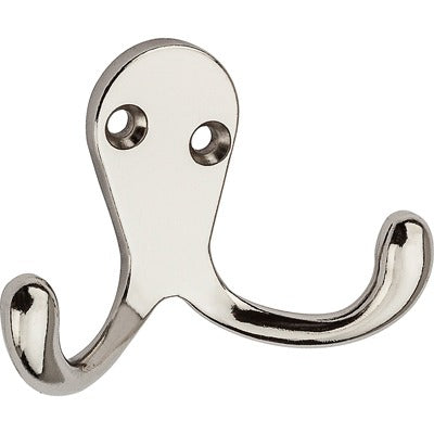NATIONAL HARDWARE National Mfg N199-232 Double Coat Hat Hook Nickel Plated 2pk