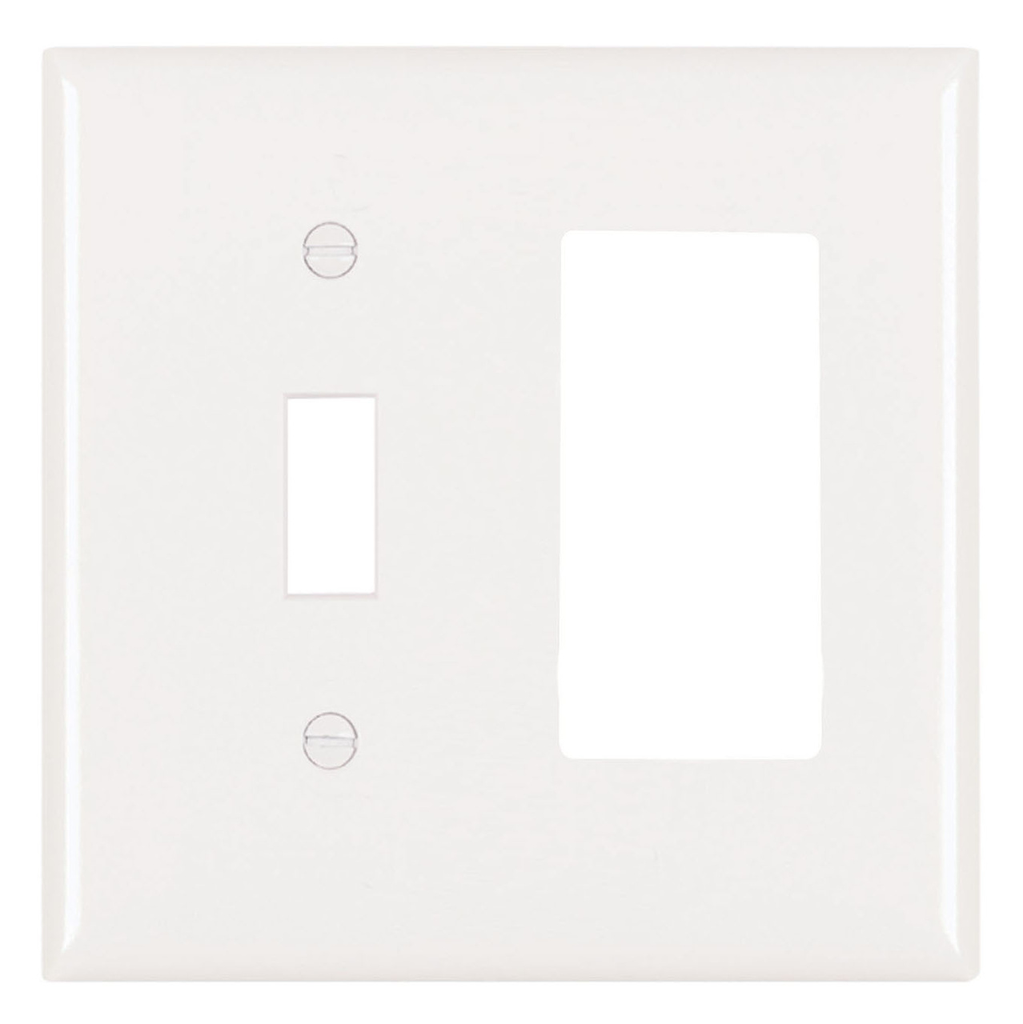 Legrand SP126W Combination Wall Plate 1 Toggle Switch and 1 Decorator Two Gang White