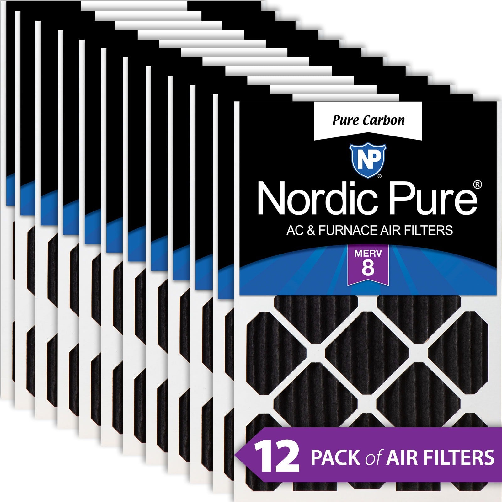 NORDIC PURE Nordic Pure 18x20x2PCP-12 Carbon Pleated Filter Merv 8 12 Pack