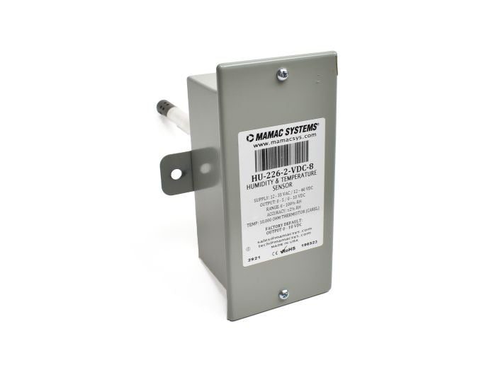 MAMAC SYSTEMS Mamac Systems HU-226-2-VDC-8 Duct Humidity/Temp Sensor 0-5/0-10 VDC (12-35 VAC Input)