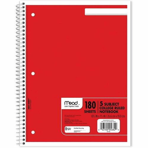MEAD Bsc Preferred MEA05682 Five-subject Notebook 180 Sheets