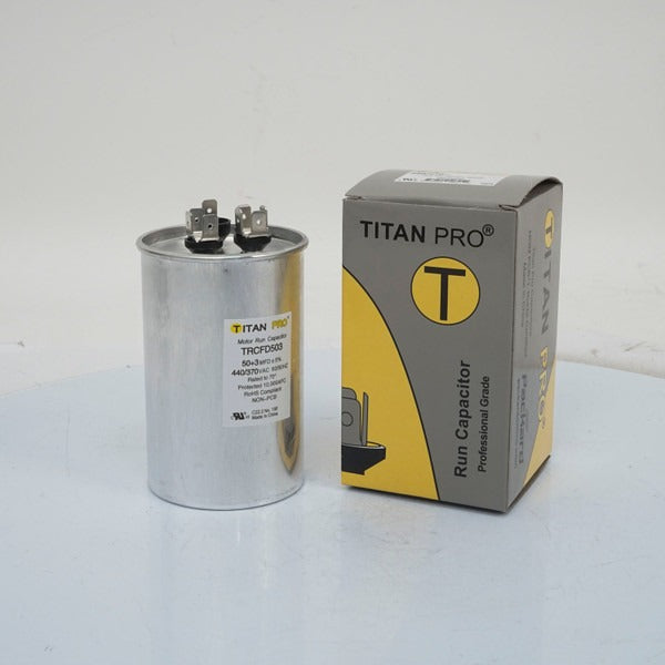 TITAN PRO TITAN PRO TRCFD503 Run Capacitor 50+3 MFD 440/370 Volt Round