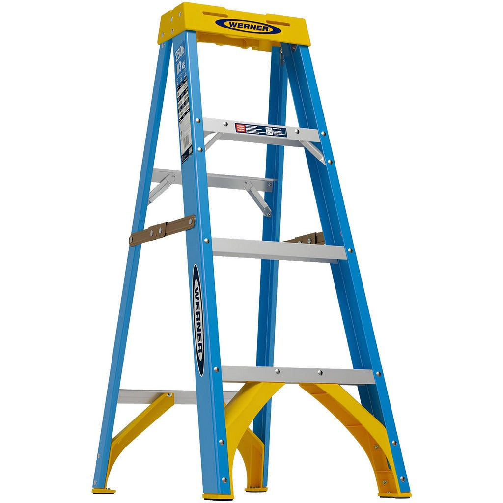 WERNER Werner 6004 Fiberglass Step Ladder Type I 250 Lb 3-step