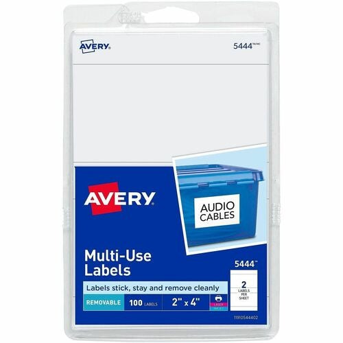 AVERY Avery AVE05444 Removable Labels 2x4 in White 100 Pack