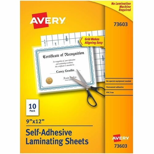 AVERY Avery AVE73603 Laminating Sheets 9x12 Clear 10-pack