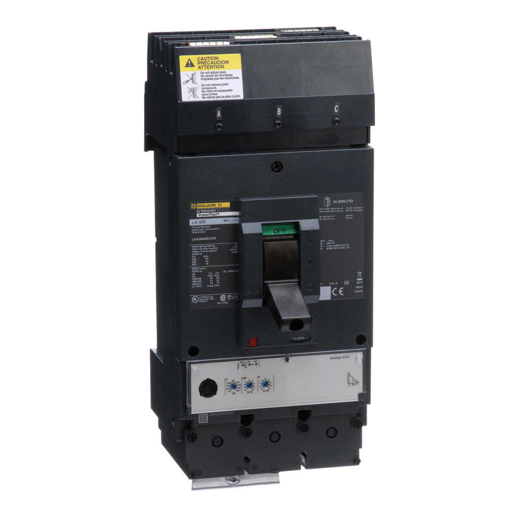 Square D LGA36400U33X Circuit breaker PowerPacT L 400A 3 Pole 600VAC 18kA