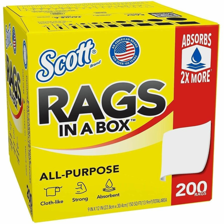KIMBERLY-CLARK Kimberly-Clark KCC75260CT Scott Rags In A Box Towels (200/Box, 8/Carton) KCC75260CT