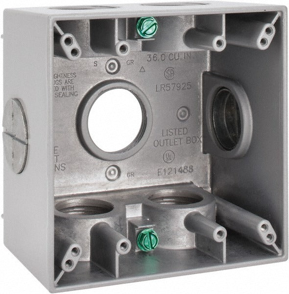 EATON Cooper Crouse-hinds TP7142 Square Outlet Box 2 Gang