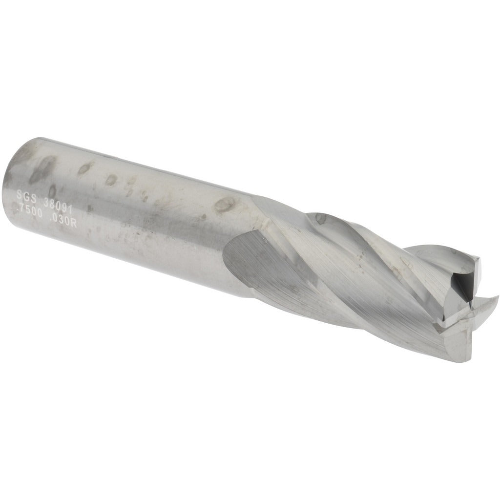 KYOCERA SGS PRECISION TOOLS Sgs 38091 Corner Radius End Mill 3/4 in 4-flute Carbide