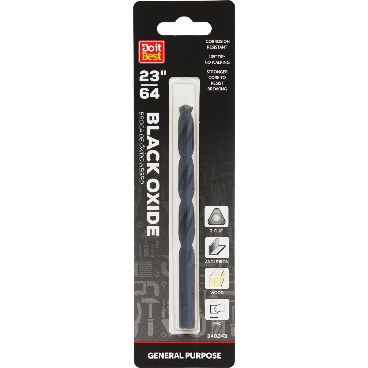 BSC PREFERRED Bsc Preferred QJDIB-DB-029B 23/64 in Black Oxide Drill Bit
