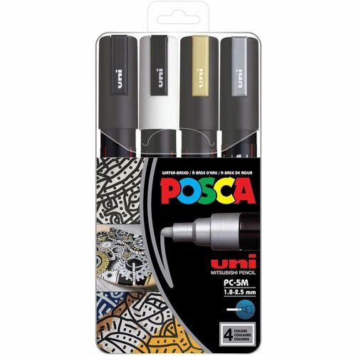 UNI-BALL Uni-ball Corporation UBCPC5M4C Posca PC-5M Paint Markers 4pk