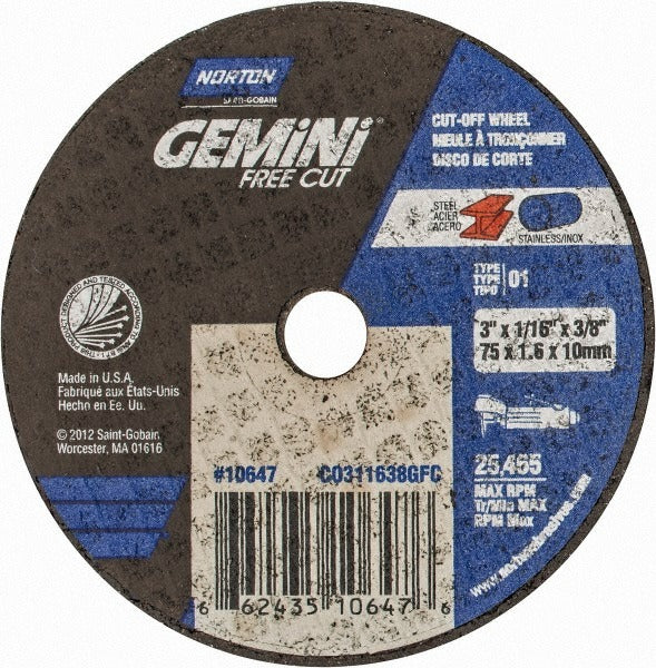 NORTON Norton 66243510647 Cut-off Wheel 3in Aluminum Oxide