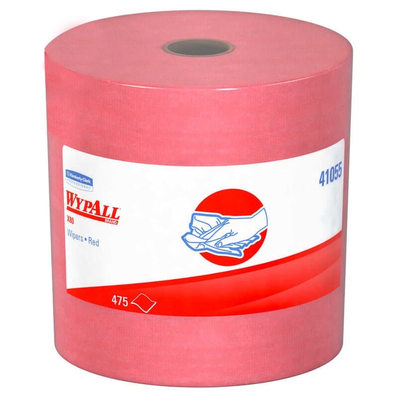 KIMBERLY-CLARK Kimberly-Clark KCC41055 WypAll Power Clean X80 heavy duty cloths 12.5 in x 12.2 in 475 per roll