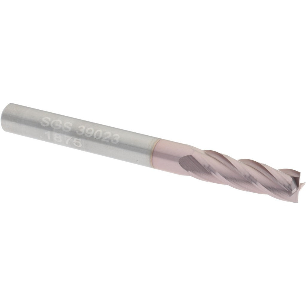 KYOCERA SGS PRECISION TOOLS Sgs 39023 Square End Mill 3/16 in 4 Flute Solid Carbide