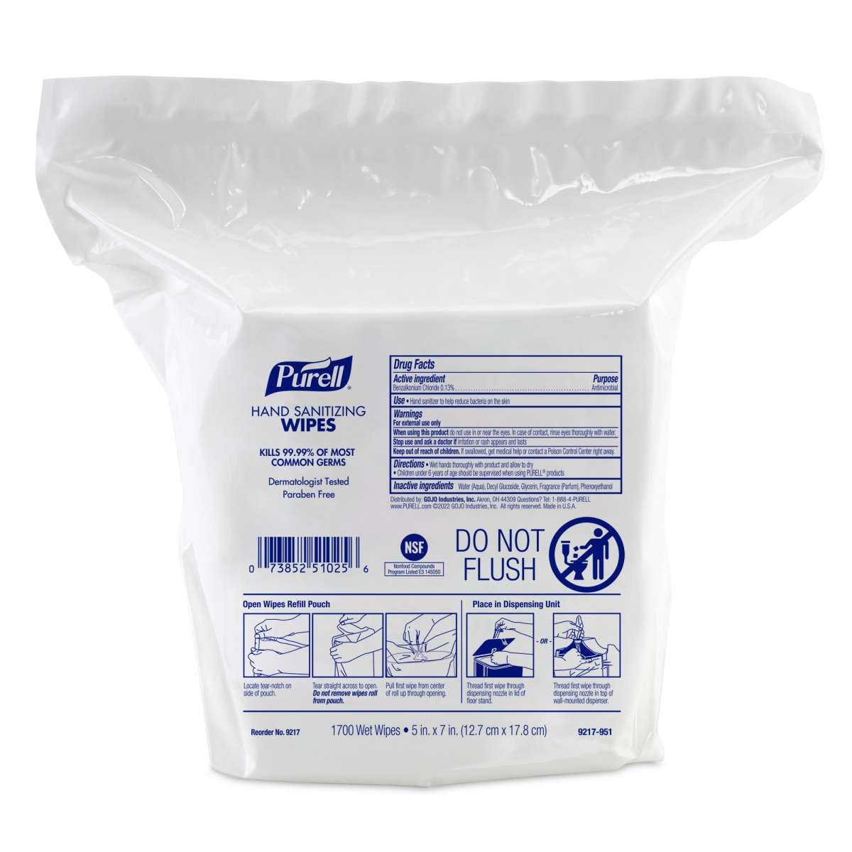 GOJO Gojo GOJ921702 Purell Hand Sanitizing Wipes 1700 Wipes/Container (2/Carton)