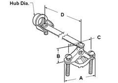 Bridgeport 1325-BH Clamp, Brass Ground, Strap and Hub, Brass, Steel Screw, Hub Size 1/2 Inch