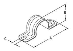 Bridgeport 1907 Heavy Wall 2-Hole Steel Pipe Strap 2-1/2 Inch