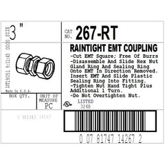 Bridgeport 267-RT EMT Raintight Compression Coupling 3 Inch