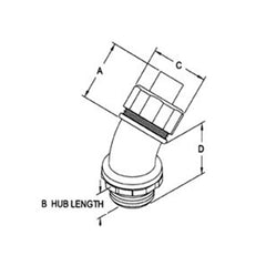 Bridgeport 453-SLT Connector Liquid Tight 45 Degree Size 1-1/4 Inch