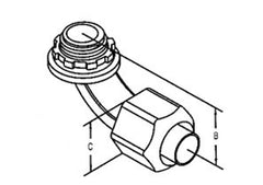 Bridgeport 470-NMLT Connector Liquid Tight 90 Degree Non-Metallic Size 1/2 Inch