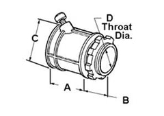 Bridgeport 507-DCI2 Connector, Set Screw, Zinc Die Cast, Insulated Throat, Trade Size 1/2 Inch