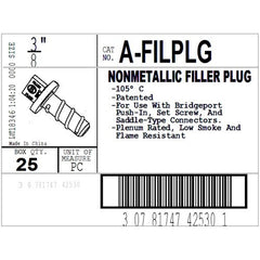 Bridgeport A-FILPLG Nonmetallic, Filler Plug, 3/8 Trade Size