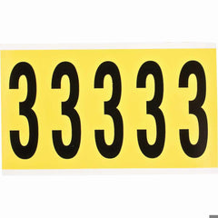 Brady 3460-3 5 Height 1-3/4 Width B-498 Repositionable Coated Vinyl Cloth Black On Yellow 34 Series Indoor Number Label Legend 3