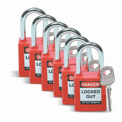 Brady 51339 Safety Padlock Anti-Spark Compact Key Retaining Open Shackle Red 1.5 In